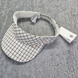 Tory Burch Adjustable Performance Golf Visor Sesame Mini Plaid Women
